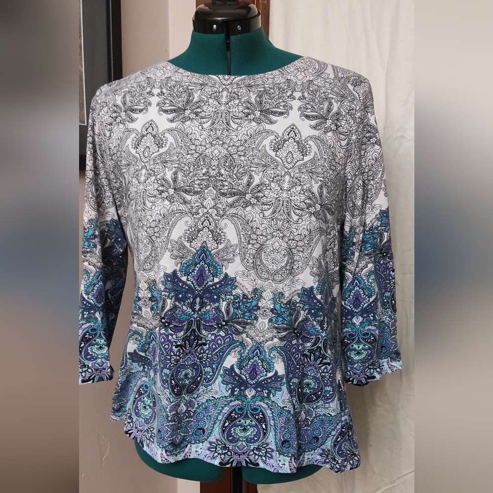 Talbots XL 3/4 Sleeve Print Top